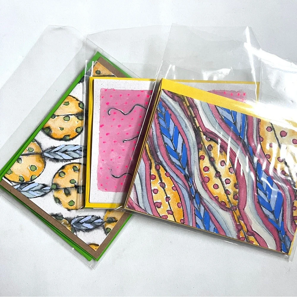 Artistic Greeting Cards Set-of 2 -Artist Designed & Made. Dual Layer Blank